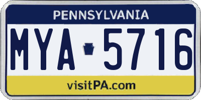 PA license plate MYA5716