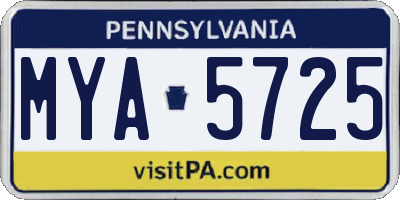 PA license plate MYA5725