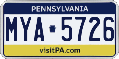 PA license plate MYA5726