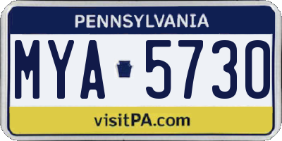 PA license plate MYA5730