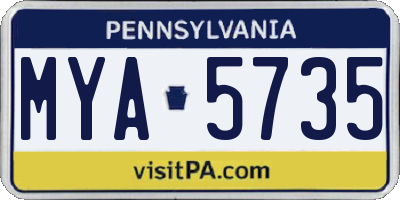 PA license plate MYA5735