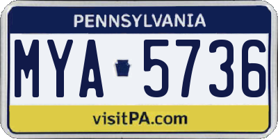PA license plate MYA5736