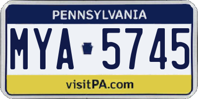 PA license plate MYA5745