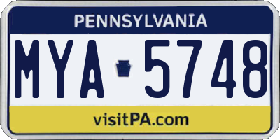 PA license plate MYA5748
