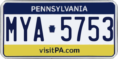 PA license plate MYA5753