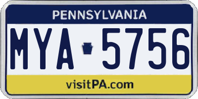 PA license plate MYA5756
