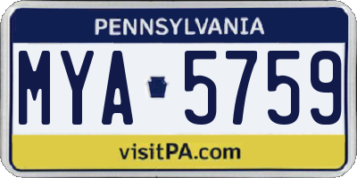 PA license plate MYA5759