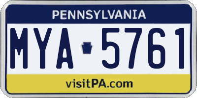 PA license plate MYA5761