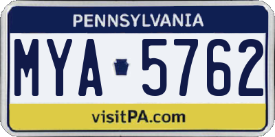 PA license plate MYA5762