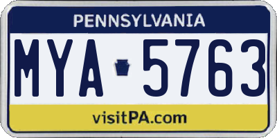 PA license plate MYA5763