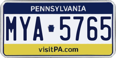 PA license plate MYA5765