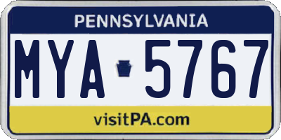 PA license plate MYA5767