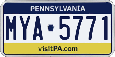 PA license plate MYA5771
