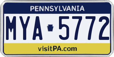 PA license plate MYA5772