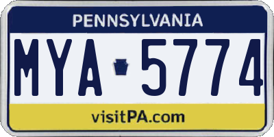 PA license plate MYA5774