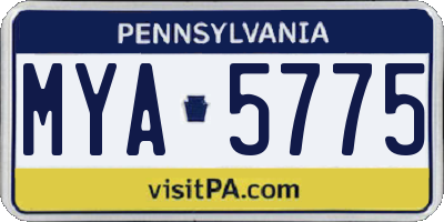 PA license plate MYA5775