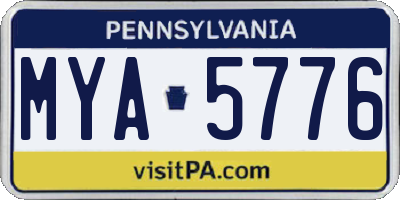 PA license plate MYA5776