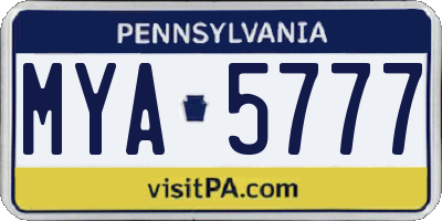 PA license plate MYA5777