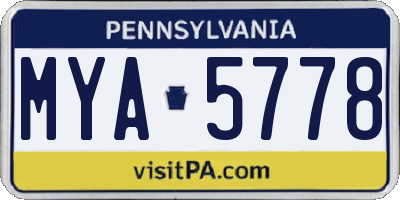PA license plate MYA5778