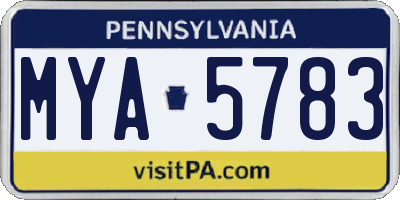 PA license plate MYA5783