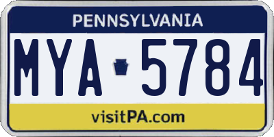 PA license plate MYA5784
