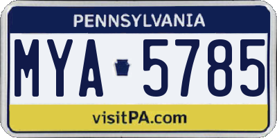 PA license plate MYA5785