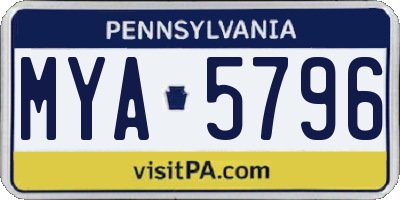 PA license plate MYA5796
