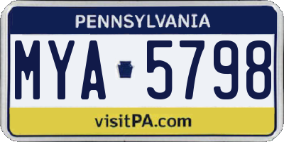 PA license plate MYA5798