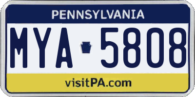 PA license plate MYA5808