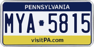 PA license plate MYA5815