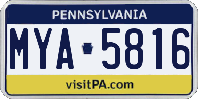 PA license plate MYA5816