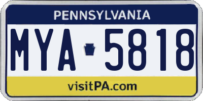 PA license plate MYA5818