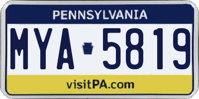 PA license plate MYA5819