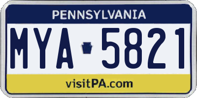 PA license plate MYA5821