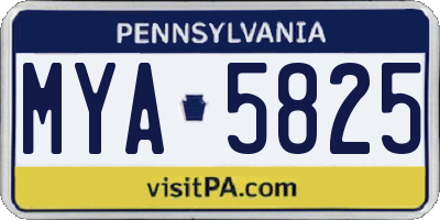 PA license plate MYA5825