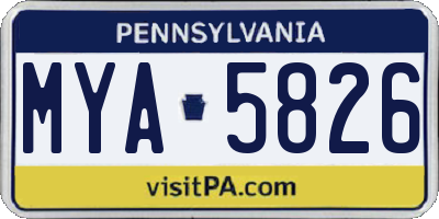 PA license plate MYA5826