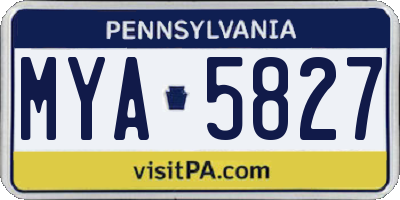 PA license plate MYA5827