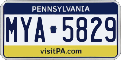 PA license plate MYA5829