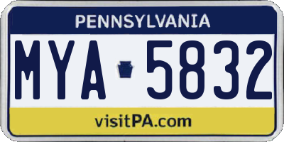 PA license plate MYA5832