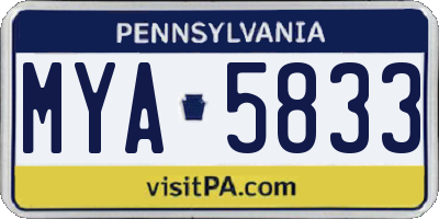 PA license plate MYA5833