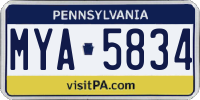 PA license plate MYA5834