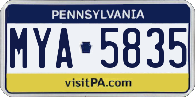 PA license plate MYA5835