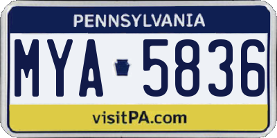 PA license plate MYA5836