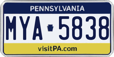 PA license plate MYA5838