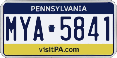 PA license plate MYA5841