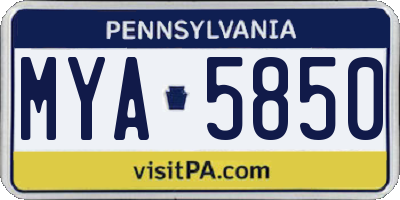 PA license plate MYA5850