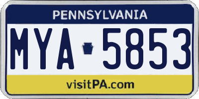 PA license plate MYA5853