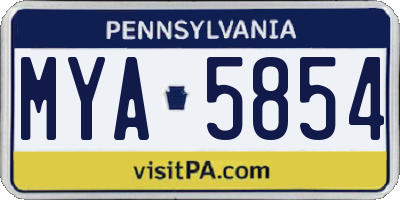 PA license plate MYA5854