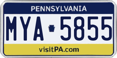 PA license plate MYA5855
