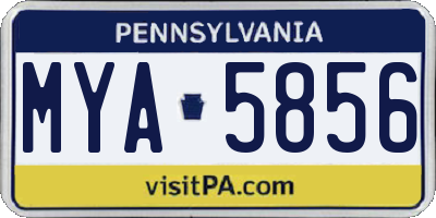 PA license plate MYA5856